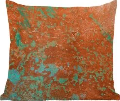 Sierkussens - Kussentjes Woonkamer - 45x45 Cm - Staalplaat - Turquoise - Roest