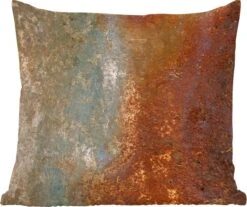 Sierkussens - Kussentjes Woonkamer - 60x60 Cm - Staal - Roest - Oud - Oranje - Grijs - Patroon - Abstract