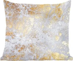 Sierkussens - Kussentjes Woonkamer - 45x45 Cm - Marmer - Goud - Grijs