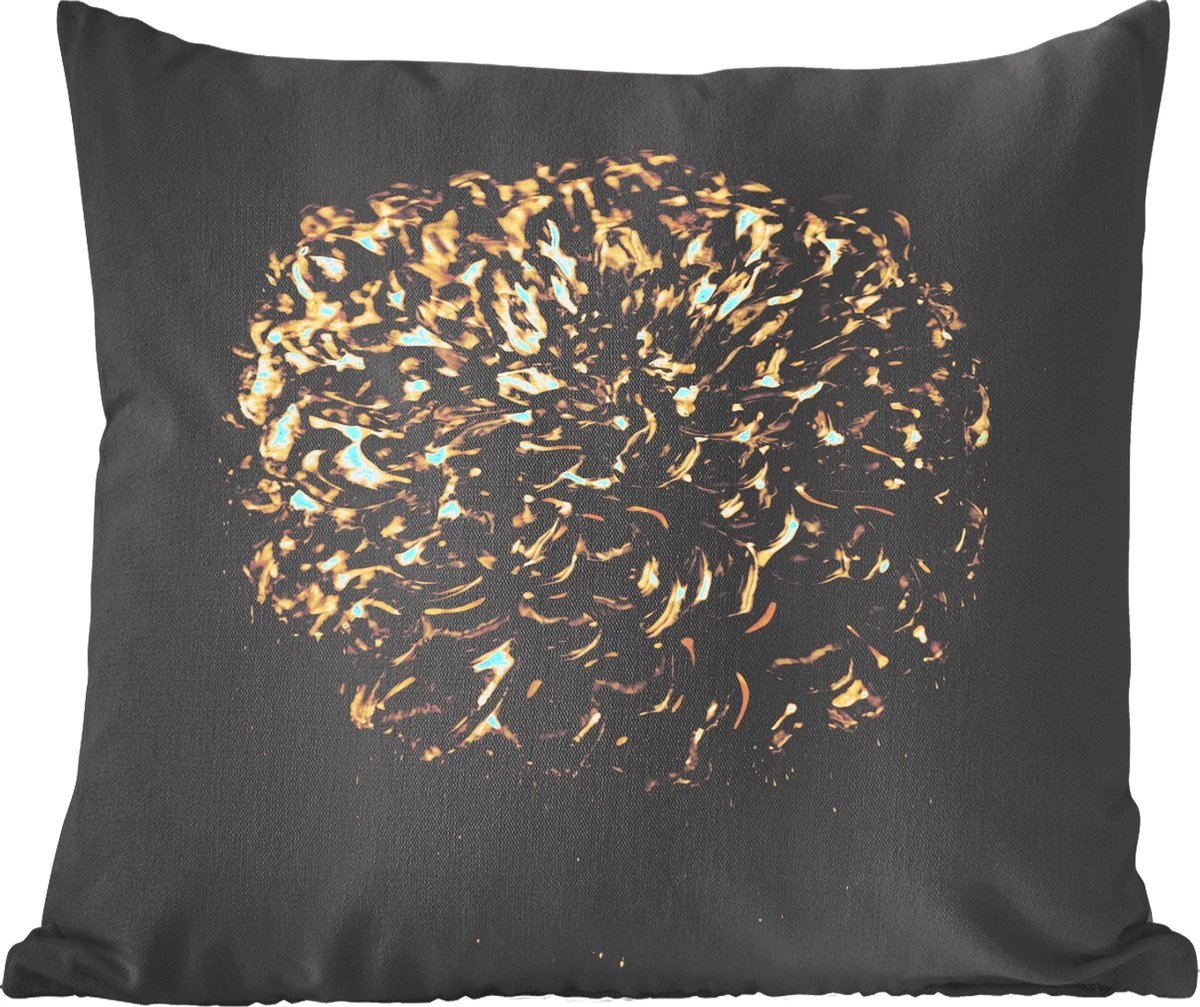 Sierkussens - Kussentjes Woonkamer - 50x50 Cm - Bloemen - Bladeren - Goud 3 Sierkussens - Kussentjes Woonkamer - 50x50 Cm - Bloemen - Bladeren - Goud