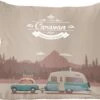 Sierkussens - Kussen - Illustratie Van Een Vintage Caravan In De Bergen - 45x45 Cm - Kussen Van Katoen -Pillowmonkey 1200x1007 131