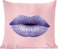 Sierkussens - Kussentjes Woonkamer - 60x60 Cm - Lippen - Pastel - Roze