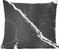 Sierkussens - Kussentjes Woonkamer - 45x45 Cm - Marmer - Zwart - Wit - Patronen