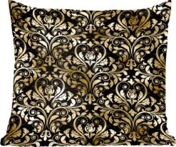 Sierkussens - Kussentjes Woonkamer - 45x45 Cm - Patronen - Barok - Goud - Zwart