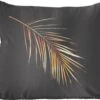 Sierkussens - Kussen - Goud Blad Met Sprieten Op Een Zwarte Achtergrond - 40x40 Cm - Kussen Van Katoen