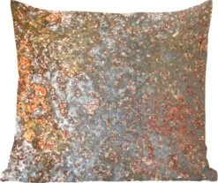 Sierkussens - Kussentjes Woonkamer - 40x40 Cm - Roest - Metaal - Vintage - Grijs - Abstract
