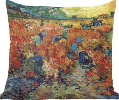 Sierkussens - Kussentjes Woonkamer - 40x40 Cm - De Rode Wijngaard - Vincent Van Gogh