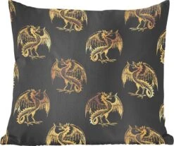 Sierkussens - Kussentjes Woonkamer - 45x45 Cm - Patronen - Draak - Goud - Zwart