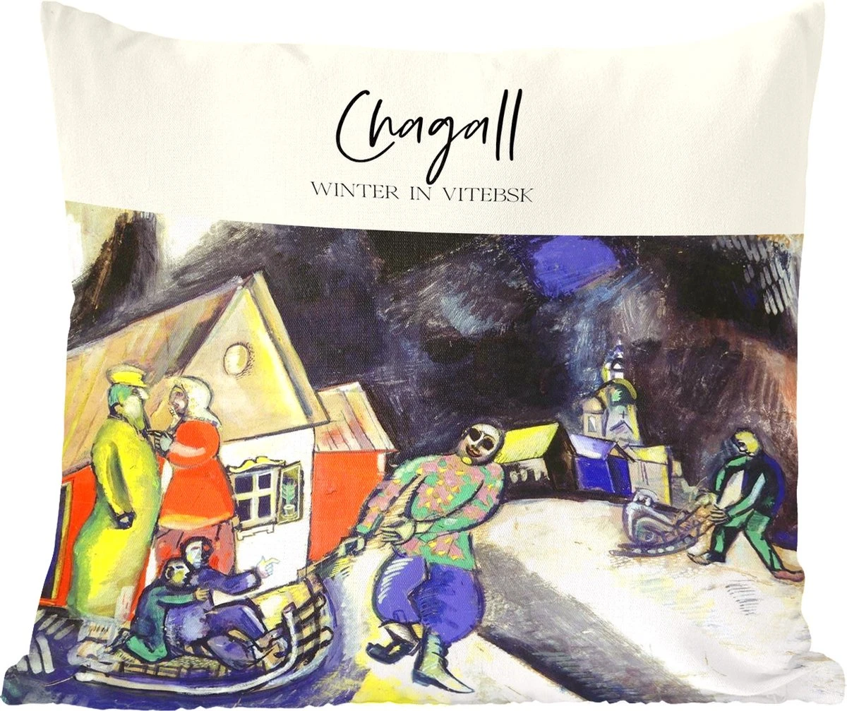 Sierkussens - Kussentjes Woonkamer - 50x50 Cm - Chagall - Winter In Vitebsk - Schilderij 10 Sierkussens - Kussentjes Woonkamer - 50x50 Cm - Chagall - Winter In Vitebsk - Schilderij - Afbeelding 8