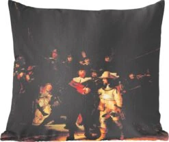 Sierkussens - Kussentjes Woonkamer - 60x60 Cm - De Nachtwacht - Schilderij Van Rembrandt Van Rijn