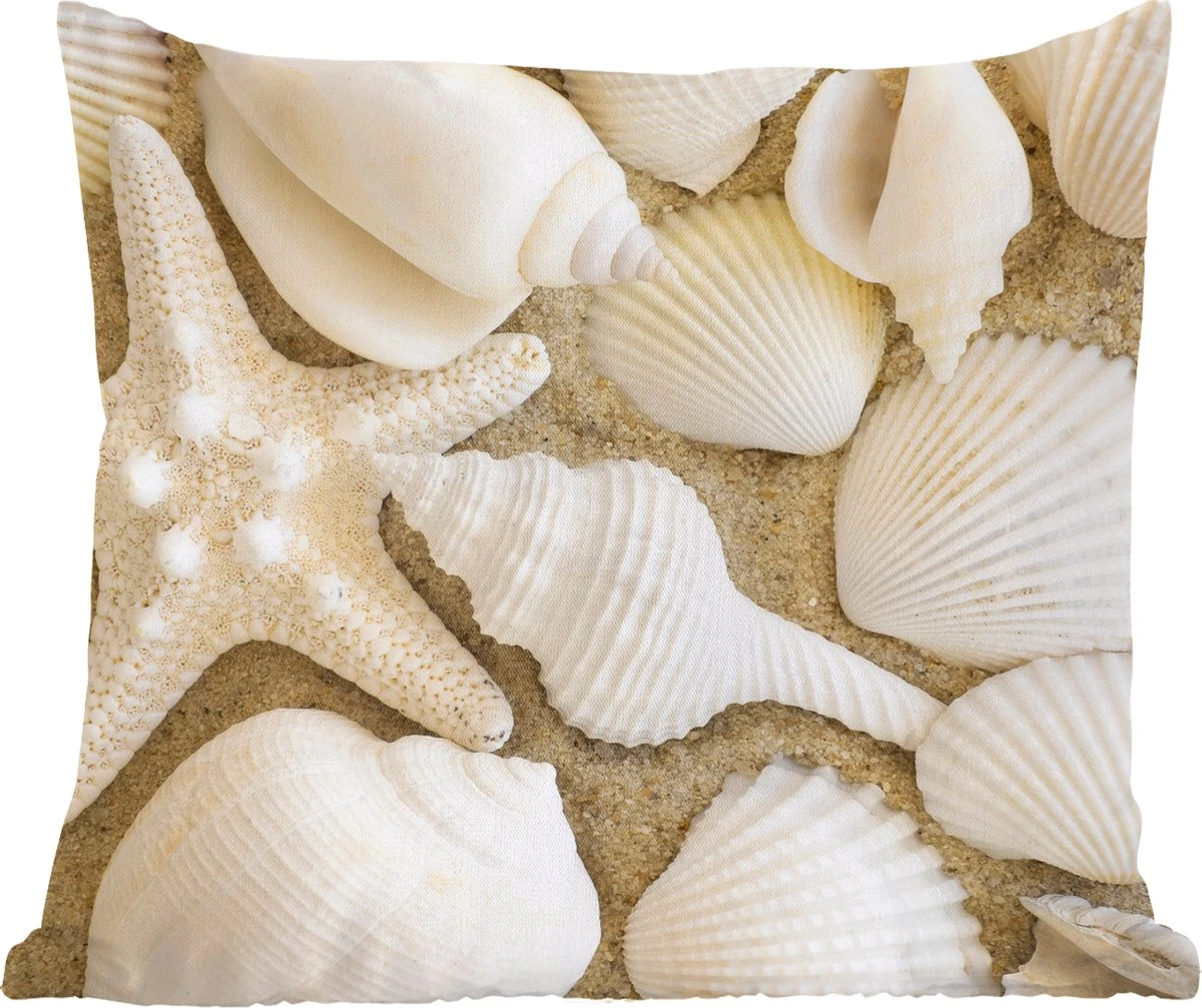Sierkussens - Kussen - Witte Zeeschelpen Op Het Strand - 40x40 Cm - Kussen Van Katoen 3 Sierkussens - Kussen - Witte Zeeschelpen Op Het Strand - 40x40 Cm - Kussen Van Katoen