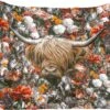 Sierkussens - Kussentjes Woonkamer - 60x60 Cm - Schotse Hooglander - Bloemen - Oranje -Pillowmonkey 1200x1008 12