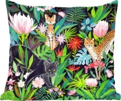 Sierkussens - Kussentjes Woonkamer - 60x60 Cm - Jungle - Dieren - Bladeren - Bloemen