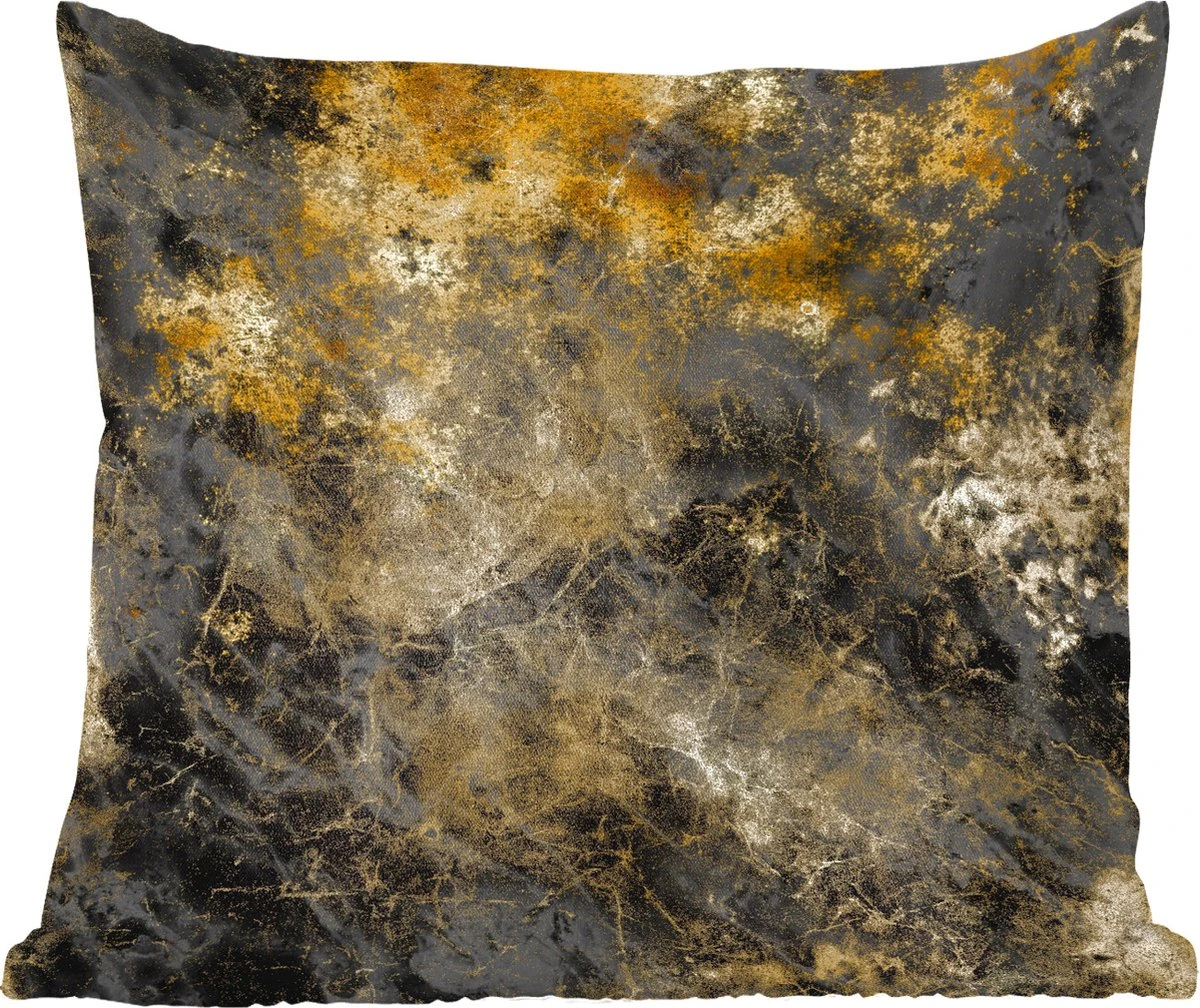 Sierkussens - Kussentjes Woonkamer - 45x45 Cm - Marmer - Goud - Zwart 3 Sierkussens - Kussentjes Woonkamer - 45x45 Cm - Marmer - Goud - Zwart