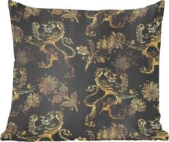 Sierkussens - Kussentjes Woonkamer - 40x40 Cm - Patronen - Draak - Goud