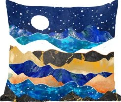 Sierkussens - Kussentjes Woonkamer - 40x40 Cm - Nacht - Goud - Marmer - Abstract - Landschap - Berg