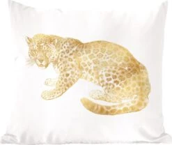 Sierkussen - Vintage Jaguar - Goud - 45 Cm X 45 Cm