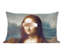 Sierkussens - Kussentjes Woonkamer - 60x40 Cm - Mona Lisa - Leonardo Da Vinci - Rosegoud