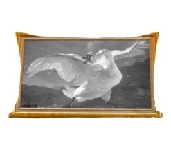 Sierkussens - Kussentjes Woonkamer - 50x30 Cm - De Bedreigde Zwaan - Oude Meesters - Lijst - Goud