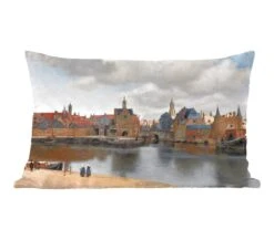 Sierkussens - Kussentjes Woonkamer - 60x40 Cm - Vermeer - Stad - Oude Meesters - Kunst
