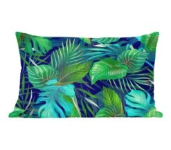 Sierkussens - Kussentjes Woonkamer - 50x30 Cm - Bladeren - Tekening - Tropisch - Meisjes - Kinderen - Jongens