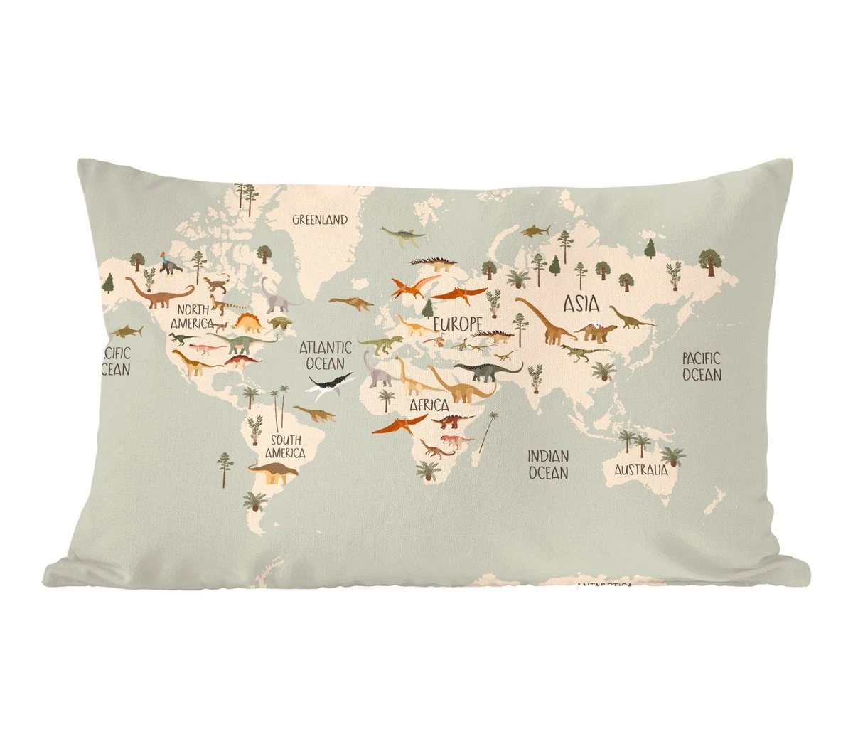 Sierkussens - Kussentjes Woonkamer - 60x40 Cm - Wereldkaart Kinderen - Dino's - Kinderkamer - Jongens - Meisjes - Kinderen 3 Sierkussens - Kussentjes Woonkamer - 60x40 Cm - Wereldkaart Kinderen - Dino's - Kinderkamer - Jongens - Meisjes - Kinderen
