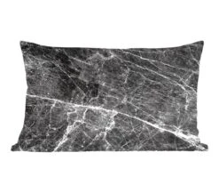 Sierkussens - Kussen - Marmeren Achtergrond Zwart-wit - 50x30 Cm - Kussen Van Katoen