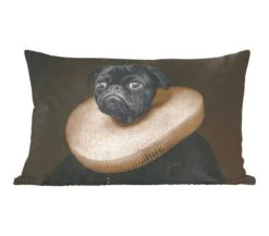 Sierkussens - Kussentjes Woonkamer - 50x30 Cm - Schilderij - Mopshond - Oude Meesters