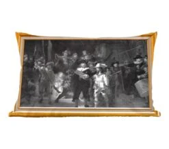 Sierkussens - Kussentjes Woonkamer - 60x40 Cm - Nachtwacht - Van Rijn - Lijst - Goud