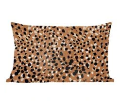Sierkussens - Kussentjes Woonkamer - 50x30 Cm - Dierenprint - Luipaard - Goud - Bruin