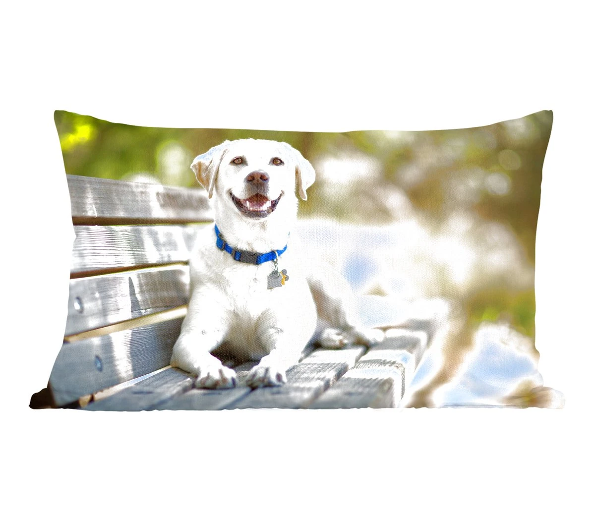 Sierkussen Honden Voor Binnen - Labrador Retriever Op Een Bankje - 60x40 Cm - Rechthoekig Binnenkussen Van Katoen 3 Sierkussen Honden Voor Binnen - Labrador Retriever Op Een Bankje - 60x40 Cm - Rechthoekig Binnenkussen Van Katoen