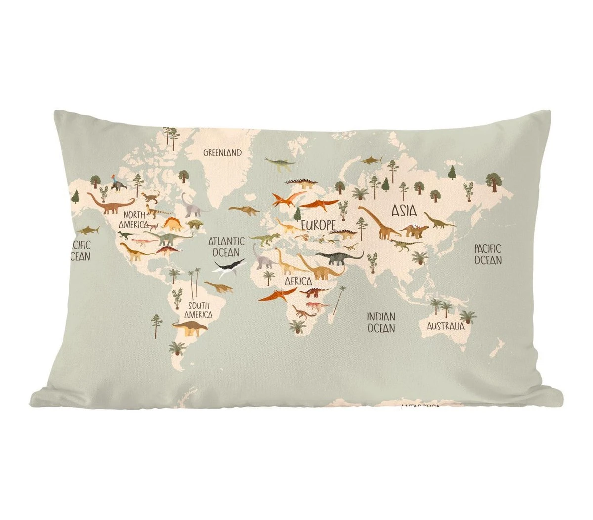 Sierkussens - Kussentjes Woonkamer - 50x30 Cm - Wereldkaart Kinderen - Dino's - Kinderkamer - Jongens - Meisjes - Kinderen 2 Sierkussens - Kussentjes Woonkamer - 50x30 Cm - Wereldkaart Kinderen - Dino's - Kinderkamer - Jongens - Meisjes - Kinderen