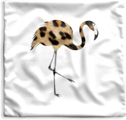 Kussenhoes 50x50 Cm - Flamingo - Vogel - Panterprint - Katoen / Polyester - Voor Binnen
