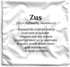 Kussenhoes 60x60 Cm - Zus Cadeau - Design - Vriendin - Katoen / Polyester - Voor Binnen