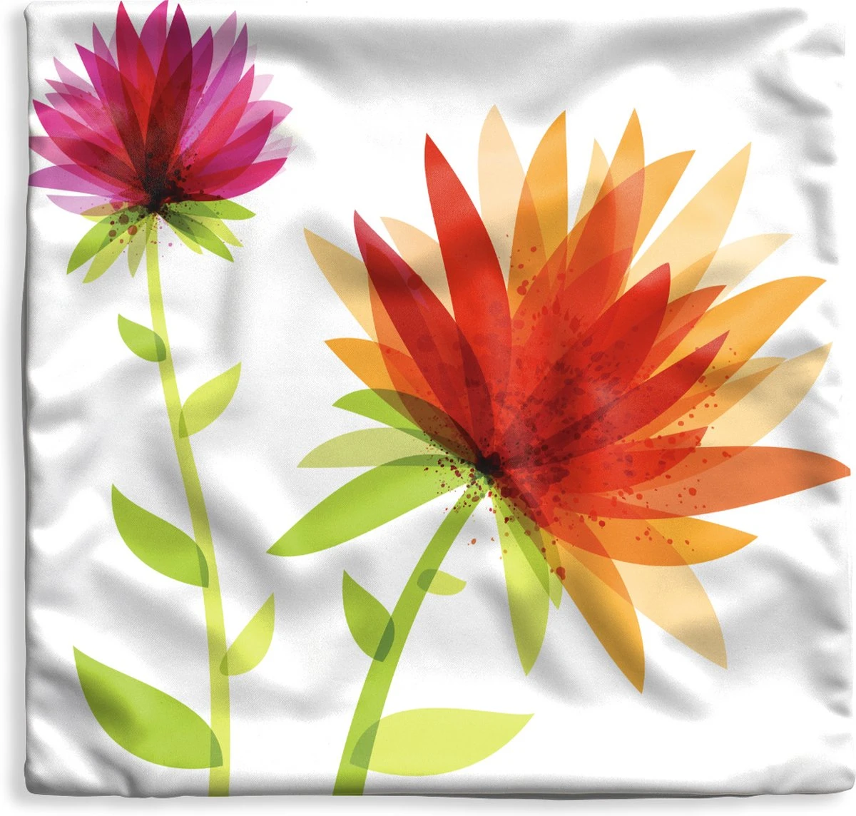 Kussenhoes 50x50 Cm - Een Abstracte Bloemdessin Tekening - Katoen / Polyester - Voor Binnen 3 Kussenhoes 50x50 Cm - Een Abstracte Bloemdessin Tekening - Katoen / Polyester - Voor Binnen