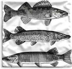 Kussenhoes 45x45 Cm - Drie Vissen - Katoen / Polyester - Voor Binnen