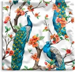 Kussenhoes 40x40 Cm - Patronen - Pauw - Bloesem - Katoen / Polyester - Voor Binnen