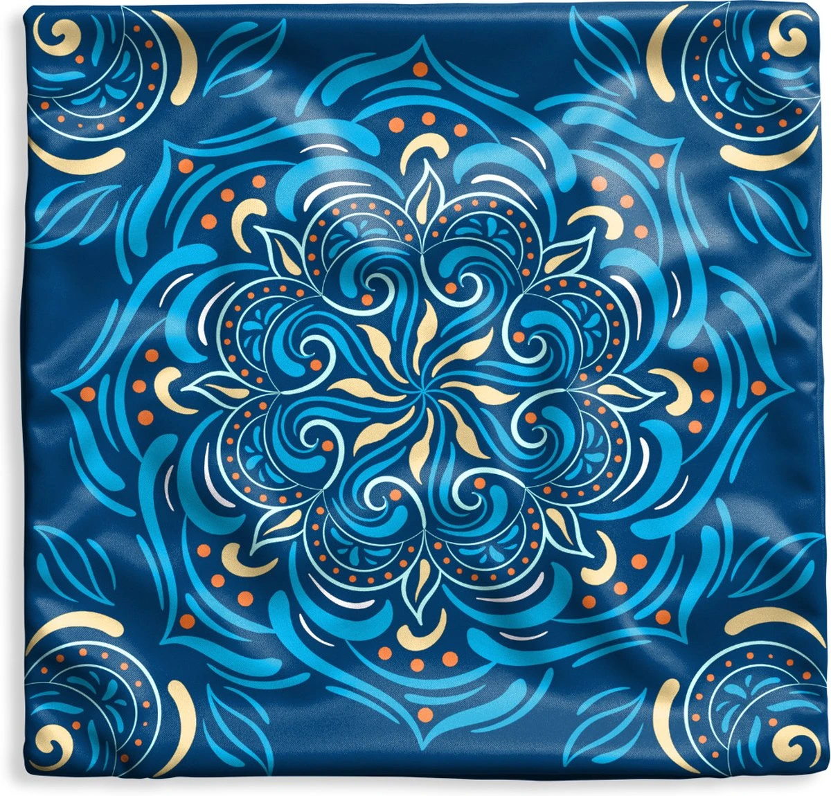 Kussenhoes 45x45 Cm - Mandala - Blauw - Geel - Patronen - Katoen / Polyester - Voor Binnen 3 Kussenhoes 45x45 Cm - Mandala - Blauw - Geel - Patronen - Katoen / Polyester - Voor Binnen