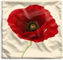 Kussenhoes 60x60 Cm - Close-up Van Een Rode Klaproos - Katoen / Polyester - Voor Binnen