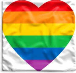 Kussenhoes 40x40 Cm - Een Hart Met Alle Kleuren Van De Regenboog - Katoen / Polyester - Voor Binnen
