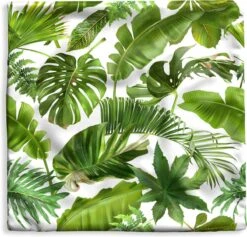 Kussenhoes 40x40 Cm - Bladeren - Wit - Patroon - Meisjes - Kinderen - Jongens - Kids - Katoen / Polyester - Voor Binnen