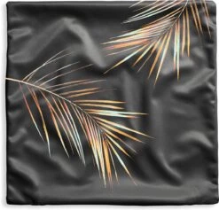 Kussenhoes 40x40 Cm - Bladeren - Planten - Goud - Zwart - Luxe - Katoen / Polyester - Voor Binnen