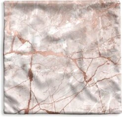 Kussenhoes 50x50 Cm - Marmer - Roze - Rosé - Goud - Katoen / Polyester - Voor Binnen