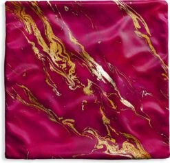 Kussenhoes 40x40 Cm - Marmer - Roze - Goud - Lijn - Katoen / Polyester - Voor Binnen