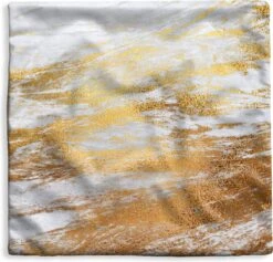 Kussenhoes 45x45 Cm - Marmer - Grijs - Goud - Katoen / Polyester - Voor Binnen