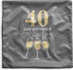 Kussenhoes 40x40 Cm - Huwelijk - 40 Jaar Getrouwd - Champagne - Katoen / Polyester - Voor Binnen