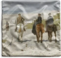 Kussenhoes 50x50 Cm - Morgenrit Langs Het Strand - Schilderij Van Anton Mauve - Katoen / Polyester - Voor Binnen