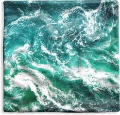 Kussenhoes 45x45 Cm - Oceaan - Water - Zee - Luxe - Groen - Turquoise - Katoen / Polyester - Voor Binnen