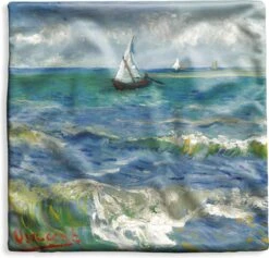 Kussenhoes 45x45 Cm - Zeegezicht Bij Les-Saintes-Maries-de-la-Mer - Schilderij Van Vincent Van Gogh - Katoen / Polyester - Voor Binnen