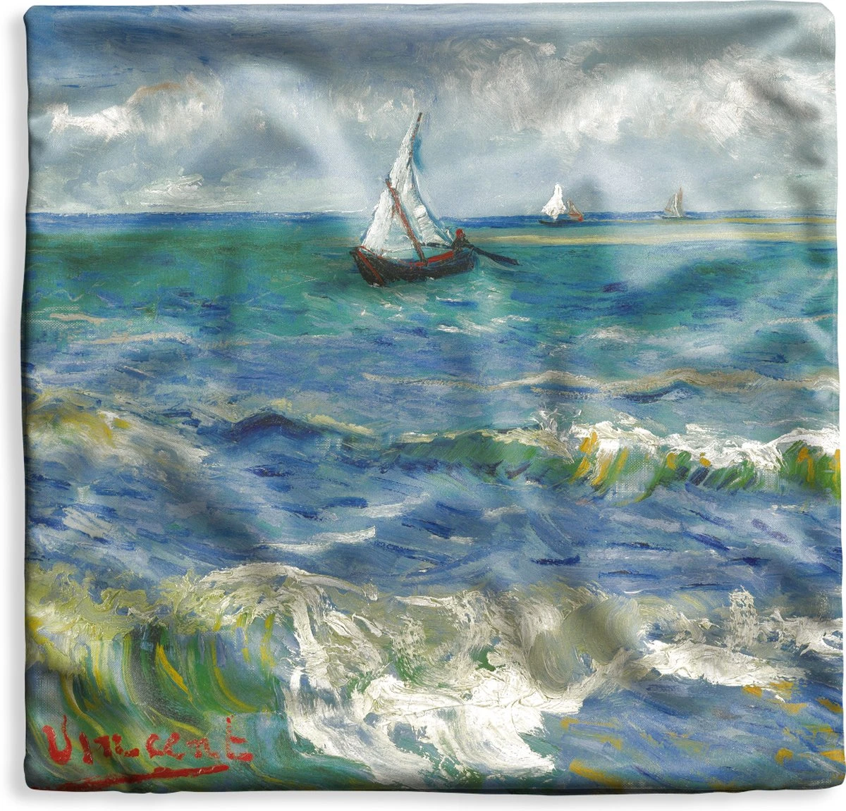Kussenhoes 45x45 Cm - Zeegezicht Bij Les-Saintes-Maries-de-la-Mer - Schilderij Van Vincent Van Gogh - Katoen / Polyester - Voor Binnen 3 Kussenhoes 45x45 Cm - Zeegezicht Bij Les-Saintes-Maries-de-la-Mer - Schilderij Van Vincent Van Gogh - Katoen / Polyester - Voor Binnen